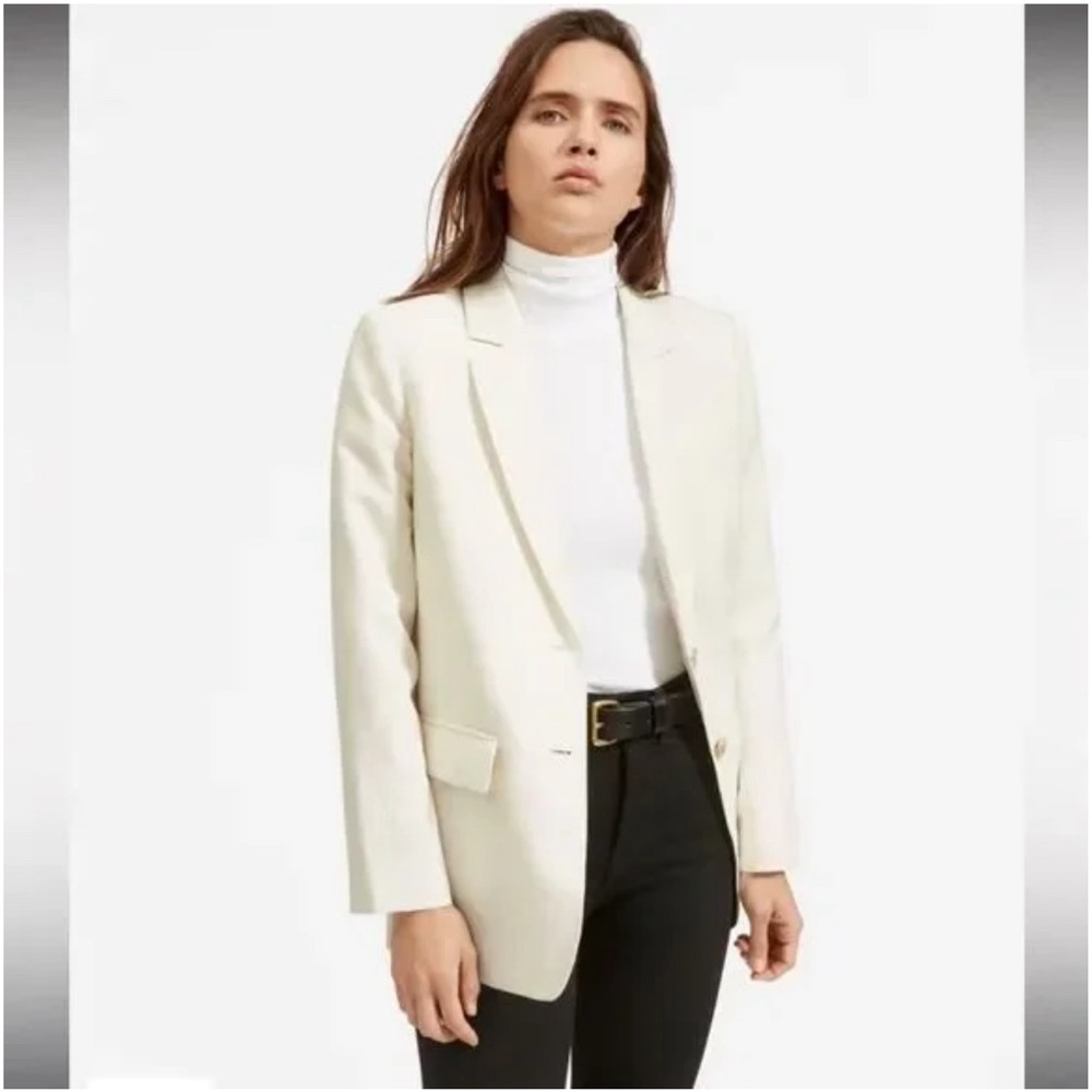 Everlane The Cotton-Linen Blazer White Size 8 NWT